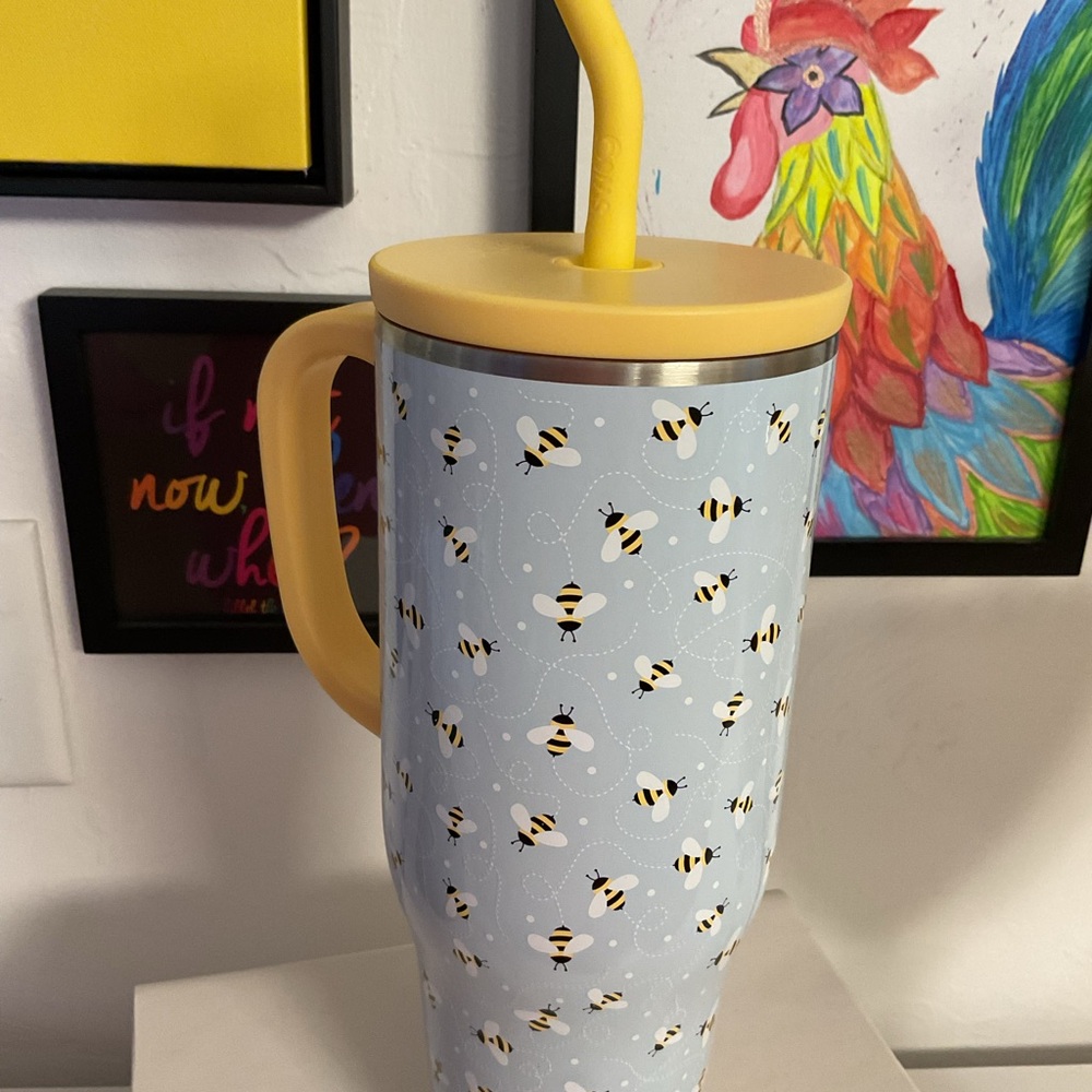 Bee Pattern Tumbler with Straw - Picture 2 of 4
